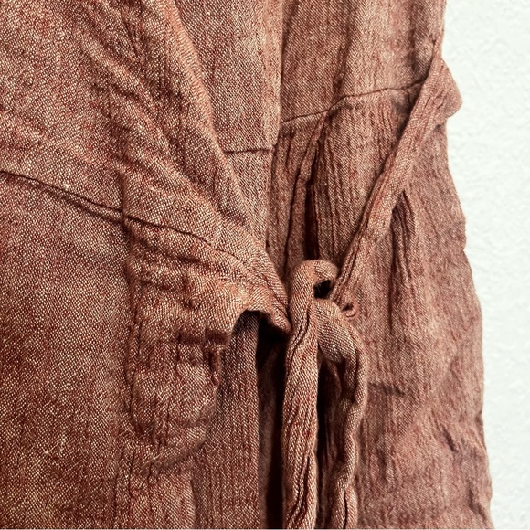 Pink Linen Wrap Dress with POCKETS! - Picture 4 of 8